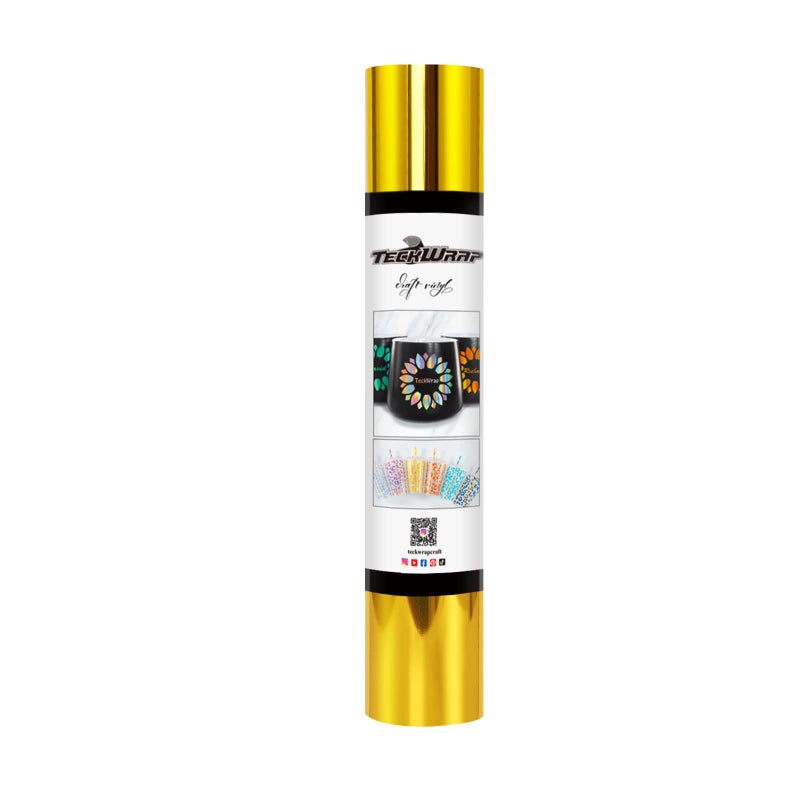 TECKWRAP Chrome Gold Adhesive Vinyl Roll 1ft x 5ft â€“ Permanent Gold Vinyl for Crafts, Signs, Stickers, and Home DÃ©cor DIY Projects & Decals - Image 1